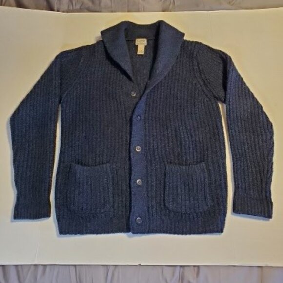 L.L. Bean Other - L L Bean Men's 100% Wool Button Up Sweater Blue Size M